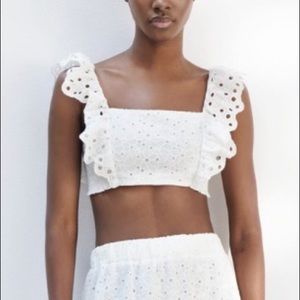 Zara white floral crop top